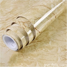 Película decorativa de PVC de grãos de mármore de alto brilho para balcões e superfícies interiores