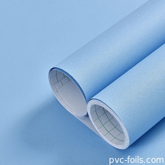 Filme de PVC auto-aderente de cor azul sólida em matte em relevo- peeling and stick para revestimento de móveis
