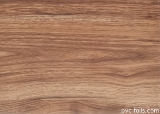 Película decorativa de PVC de cor marrom de madeira para laminação de portas