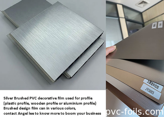 do filme decorativo à prova de fogo do PVC de 1240mm de prata metálico escovado