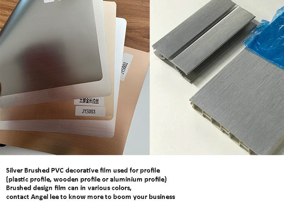 PVC escovado de prata metálico que envolve o filme para anti do perfil do quadro riscado