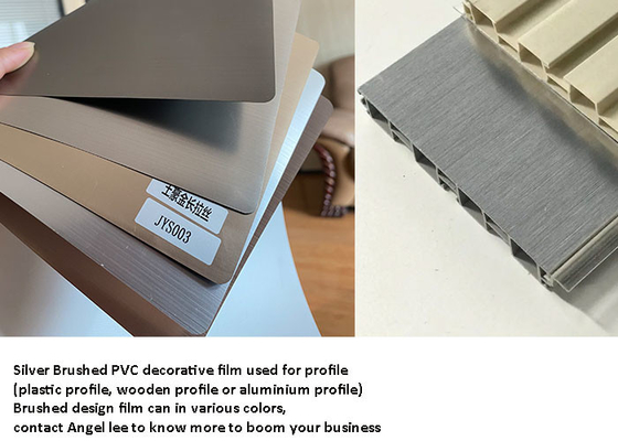 PVC escovado de prata metálico que envolve o filme para anti do perfil do quadro riscado