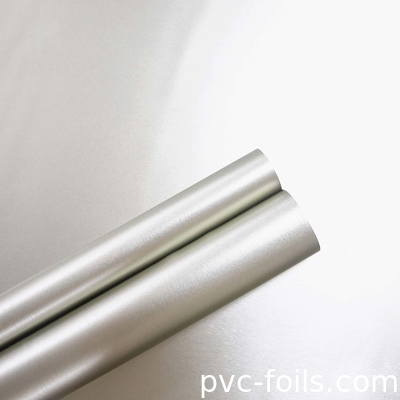 Película decorativa de PVC de prata metálica brilhante para laminação de painéis de móveis