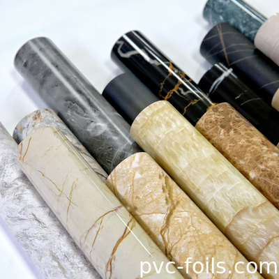 Filmes decorativos de PVC de grãos de mármore de alto brilho para laminação 2D
