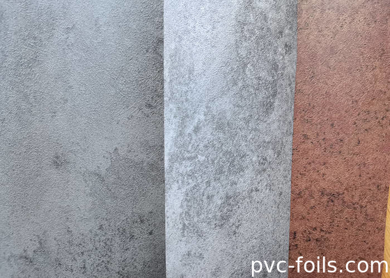 Filme decorativo de PVC de textura de cimento cinza moderno para painéis de parede