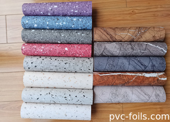 Película decorativa de PVC de design de mármore brilhante para revestimento de móveis de pressão a vácuo