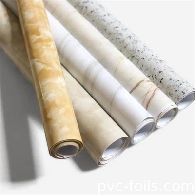 Impressão digital de filme decorativo de PVC com desenhos de mármore e madeira para superfícies interiores
