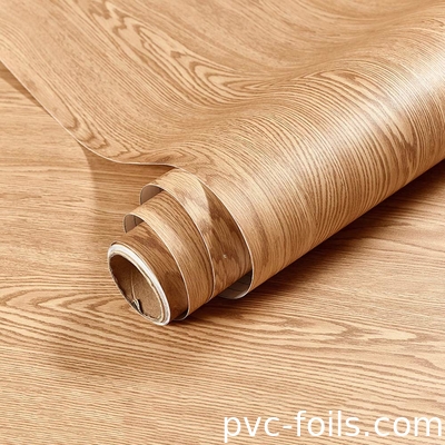 China Fábrica de Atacado de Madeira Natural Vinyl Self Adhesive PVC Film para Decoração de Móveis