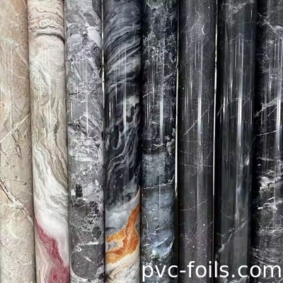 Filme decorativo de PVC de mármore impresso digital para painéis de móveis e projetos de laminação