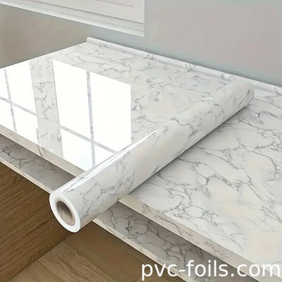 Óleo prova de mármore branco auto-aderente PVC filme decorativo fácil autocolante para decoração do lar DIY