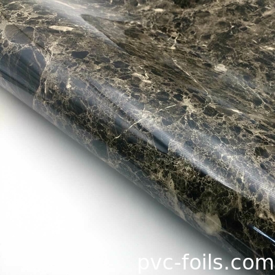 Folha de membrana de PVC com efeito de mármore brilhante para decoração de interiores