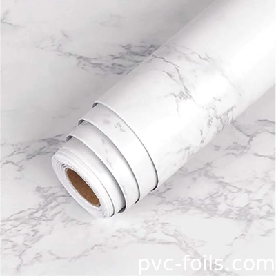 Filme laminado de PVC com efeito de mármore durável para cozinha e móveis Anti-arranhões Alto acabamento brilhante