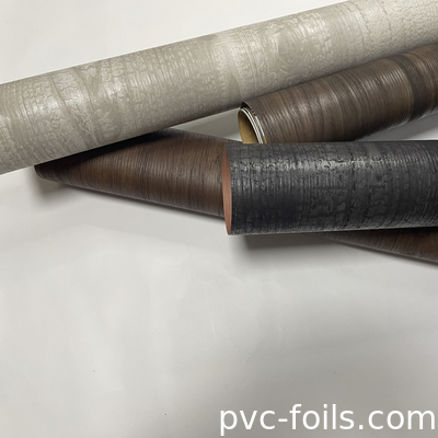 0.14mm PVC durável Texturas de madeira em relevo Film impermeável Decorativo Laminating Sheet para móveis Decoração de casa