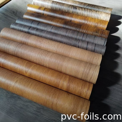 0.14mm PVC Decorative Laminating Film Texturas de madeira Film em relevo Design de madeira para folha laminada