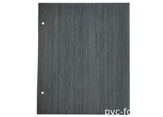 Folha decorativa de PVC em relevo de grãos de madeira preta para porta de gabinete de MDF