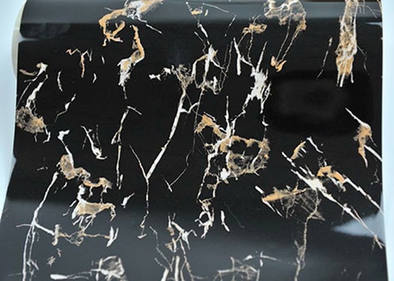 dourado preto da folha decorativa Tabletop de mármore uv do Pvc da cozinha do projeto da folha 3d
